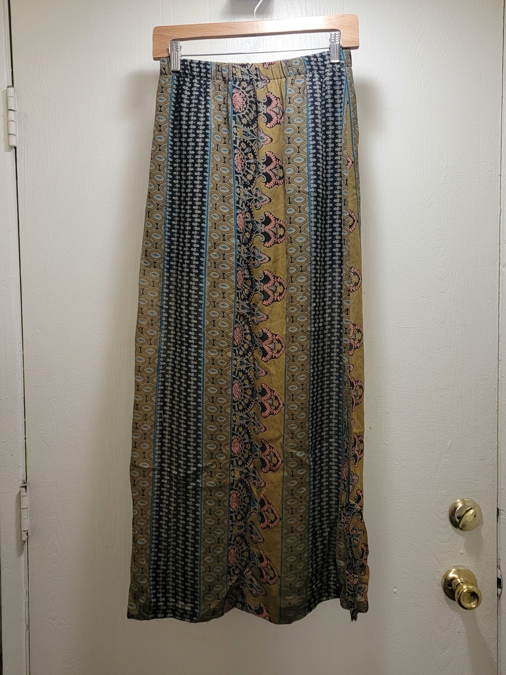 Lucy Love Olive Green Multi-Print Maxi Skirt